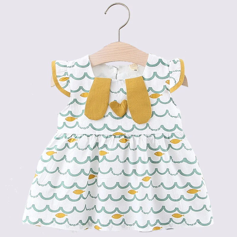Платье принцессы с волнистыми полосками для девочек лето 2020 милая детская одежда