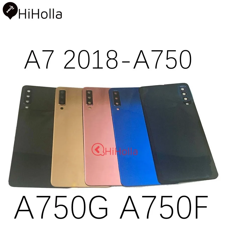 Для Samsung Galaxy A7 Крышка батарейного отсека заднее стекло A750 A750F Корпус задней двери чехол A7 Крышка батарейного отсека с объективом камеры