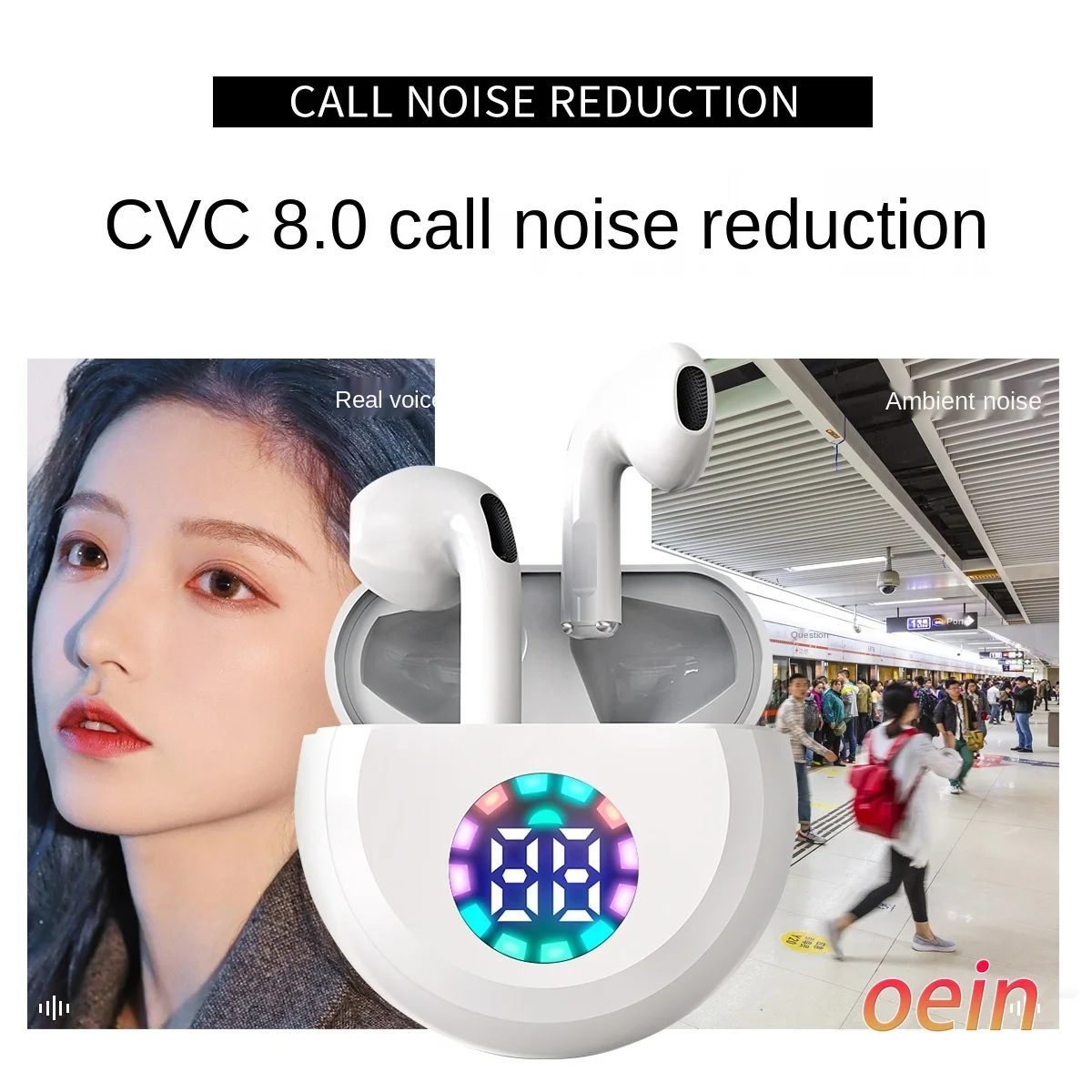 

5.1 Bluetooth digital display high-end wireless earphone supports noise reduction business earphone PK Freebuds 3 and Huawei