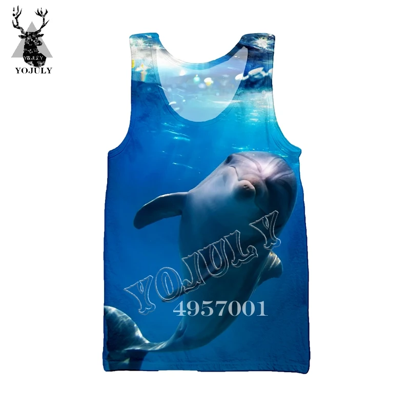 YOJULY Dolphin 3D принт Harajuku майка для мужчин Модный повседневный жилет Летний морской плавание унисекс уличная одежда рубашки без рукавов Ve31 - Цвет: 13