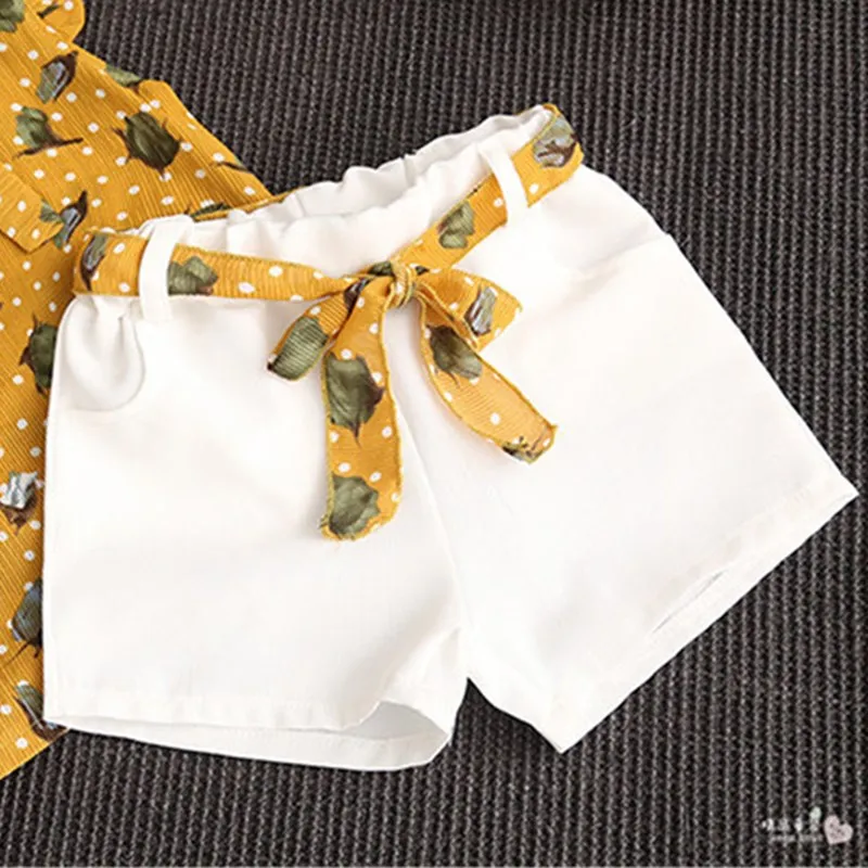 Комплекты одежды в стиле ретро с цветочным принтом для девочек Новинка лета 2018