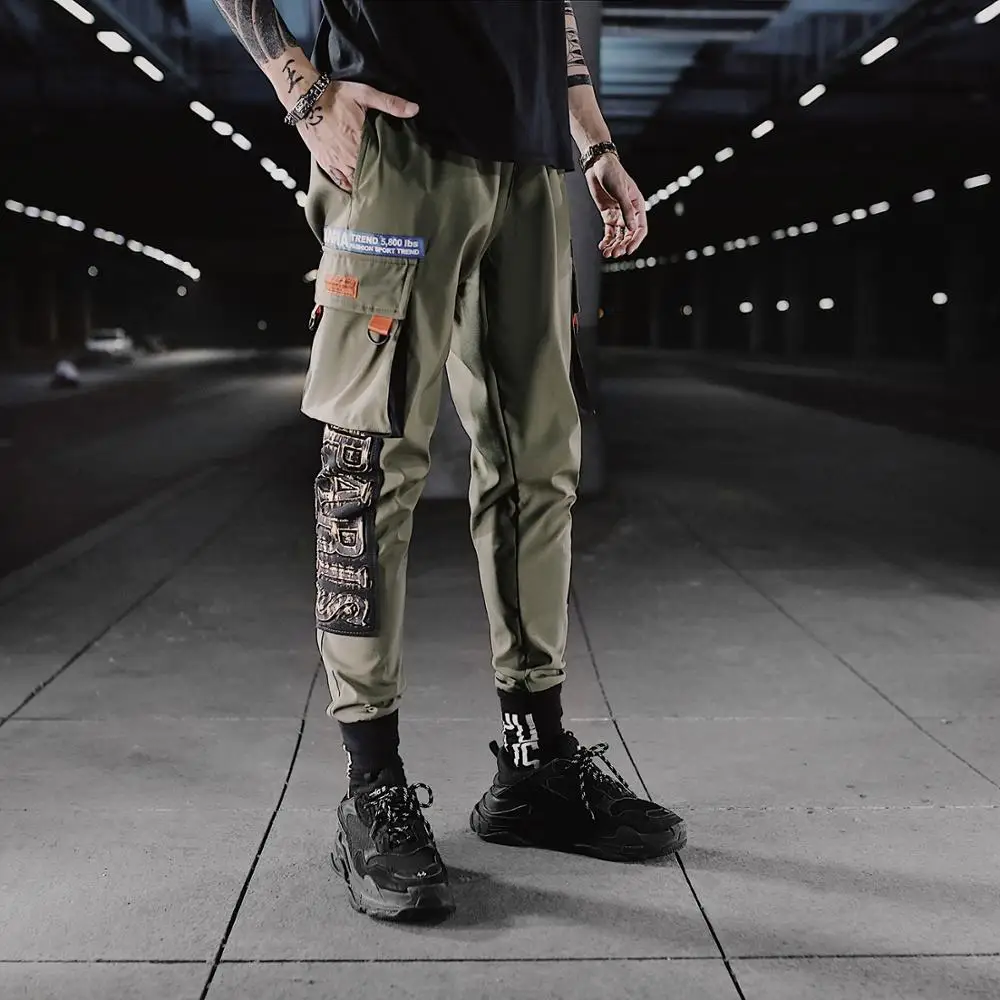 

Fashion Streetwear Jogger Pants Men Summer Autumn Loose Fit Ankle Punk Style Hip Hop Pants Multi Pocket Military Cargo Pants