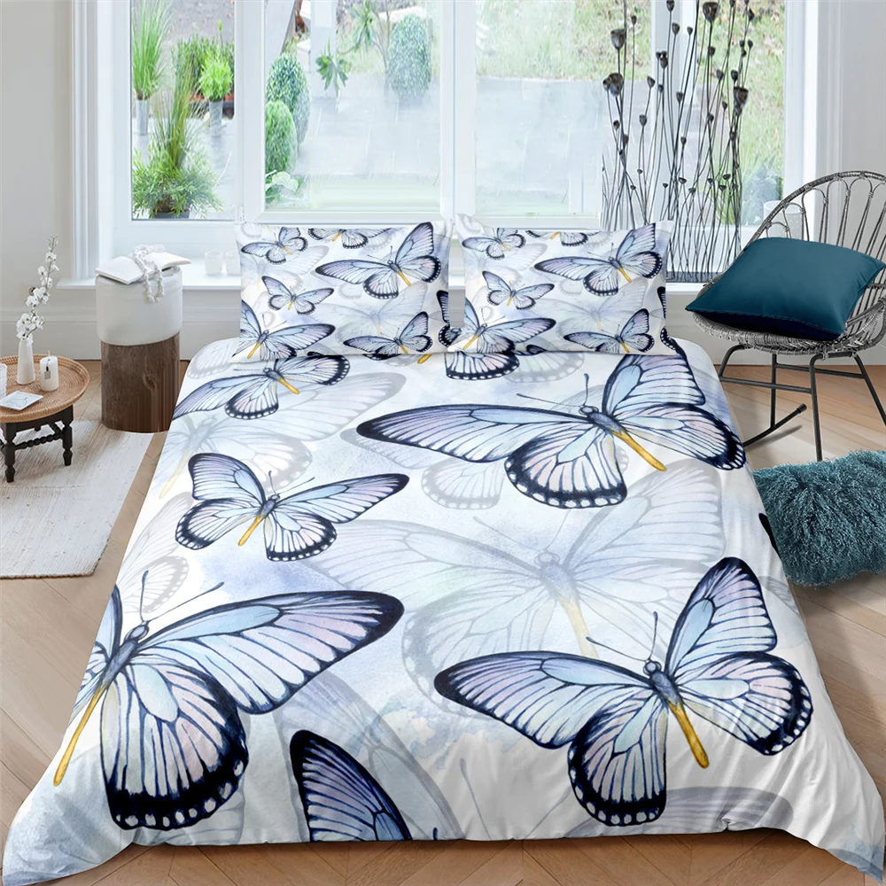 

New Butterfly Bedding Set Girls Candy Color Sweet Duvet Cover 3D King Queen Twin Full Single Double Unique Design Bed Set