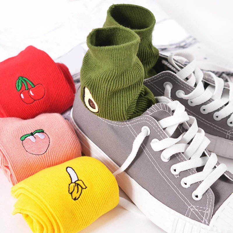 

Fruit Print Cute Banana Korean Hosiery Harajuku Funny Socks Pile Heap Socks Stockings Foot Socks Women Socks Kawaii Avocado