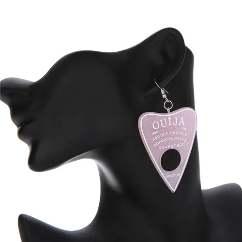 1 пара, женские серьги-капли, многоцветная смола, Ouija planchette, амулеты, полимерная серьга для подарка на день рождения, детские женские ювелирные изделия - Окраска металла: glitter pink