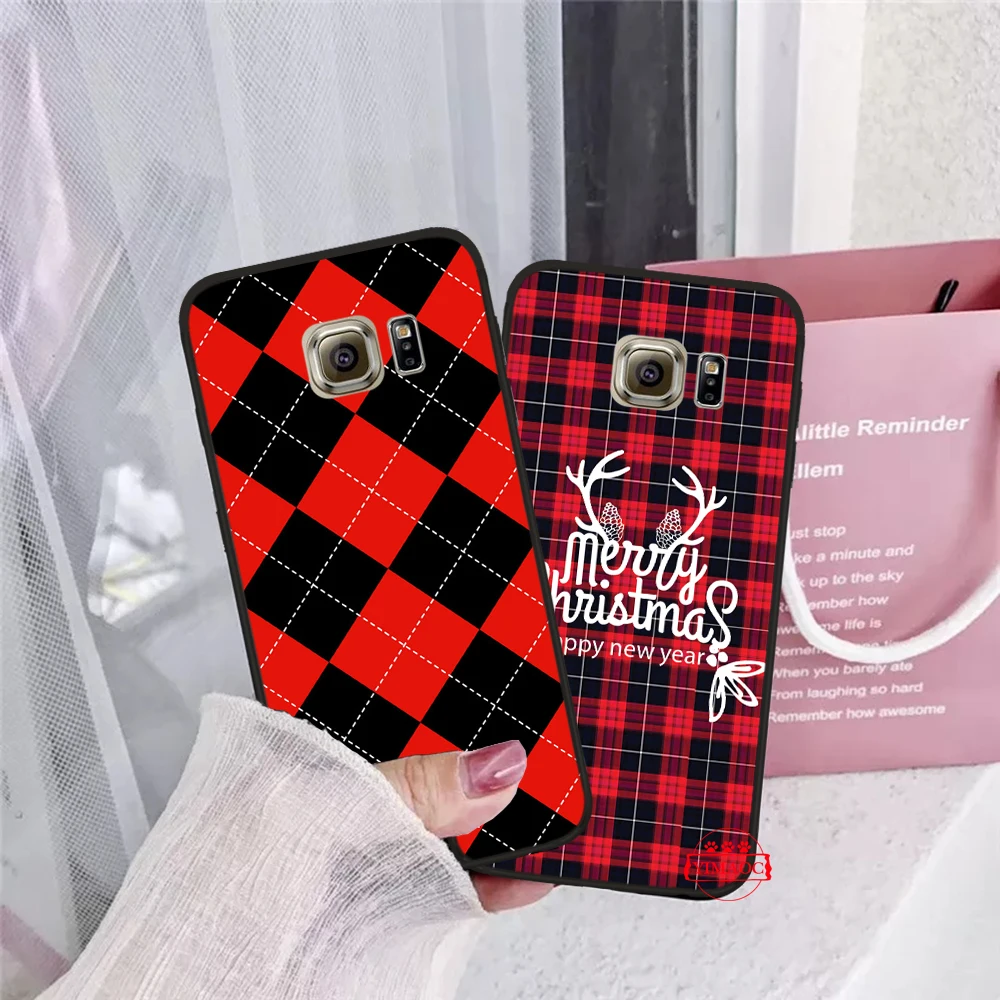 Красно-черную клетку мягкий силиконовый чехол для samsung S6 S7 край S8 S9 S10 Plus Note 8 9 10 M10
