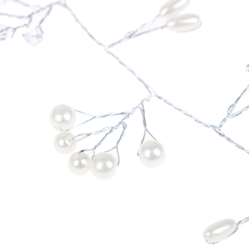 1pcs Charm Bead Hair Piece Floral Pearl Headband Tiara Bride Head Jewelry Rhinestones Long Accessories For Wedding | Украшения и
