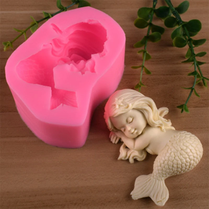 

Silicone Mold Chubby Mermaid Fondant Soap 3D Cake Mold 9.3*7*4cm Cupcake Jelly Candy Chocolate Decoration Baking Tool Moulds