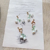 bohemian white color imitation pearl flower pendant earrings for women girls 2 designs dangle earrings ethnic accessories