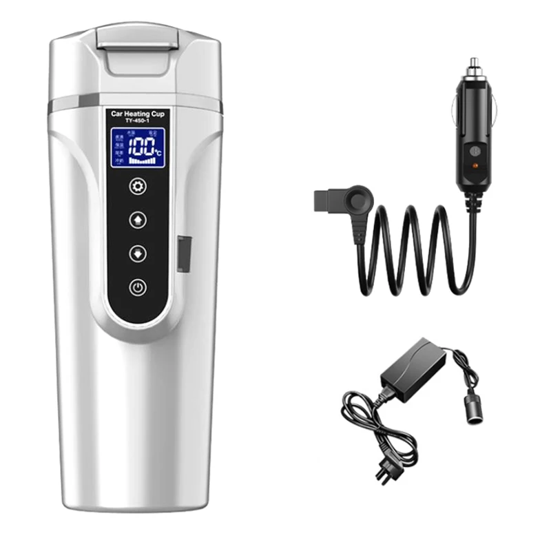 

450 мл Нержавеющая сталь автомобильное электрическое отопление стеклянная кружка с крышкой, 12/24V салона автомобиля дома нагревательная чашк...