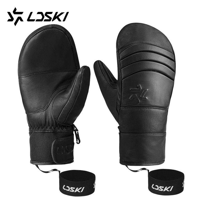 LDSKI лыжные варежки из козьей кожи зимние теплые ветрозащитные перчатки для