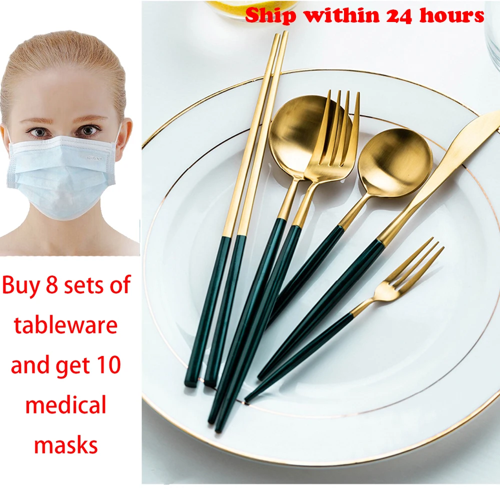 Горячая Распродажа 4 шт./компл. Европейский нож из белой и Золотой нержавеющей