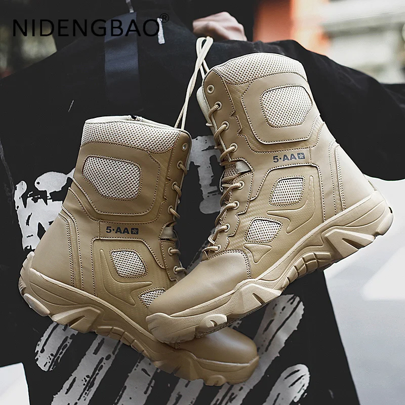 Men Military Boots Male Hiking Shoes Leather SWAT Army Tactical Boot Motorcycle Ankle Combat Boots Black Botas Militares Hombre