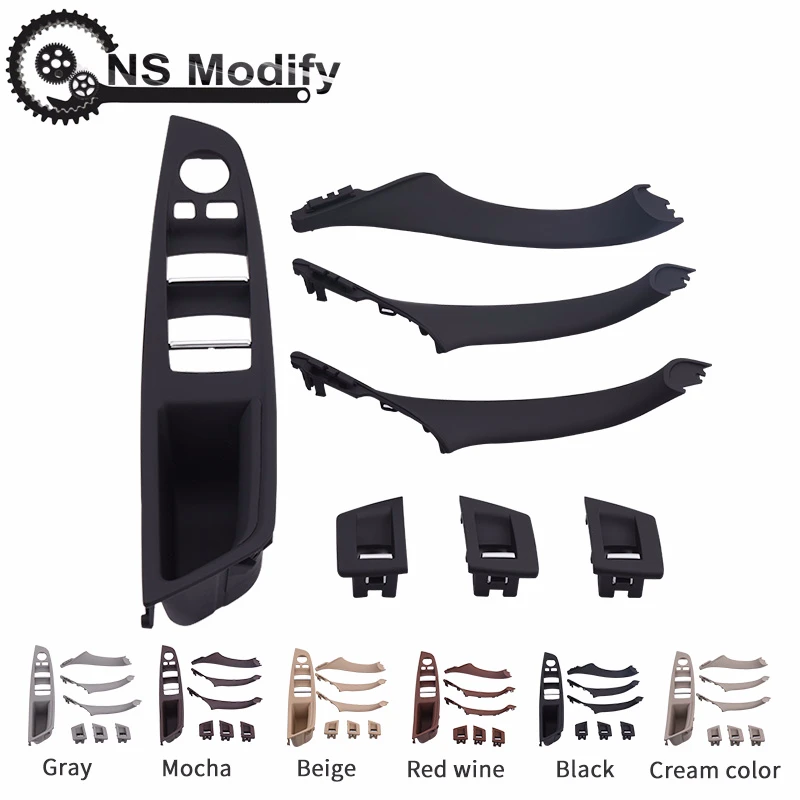 

NS Modify Car Inner Door Handle Pull Trim Grip Cover Left Hand Driving 7Pcs For BMW F10 F11 F18 F30 520i 525i 5-Series