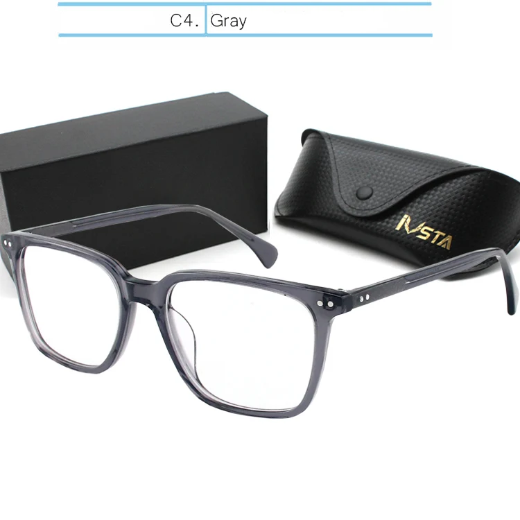IVSTA квадратные очки с диоптриями компьютер мужские оправы acetate OV 5031» Джонни Деппом с защитой от синего света NDG Близорукость Оптические очки - Цвет оправы: Gray-plain lens