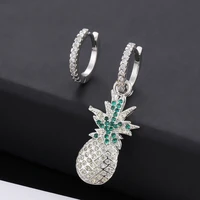 exquisite silver color pineapple pendant hoop earrings for women luxury row drill fruit dangle earring fashion party jewelry
