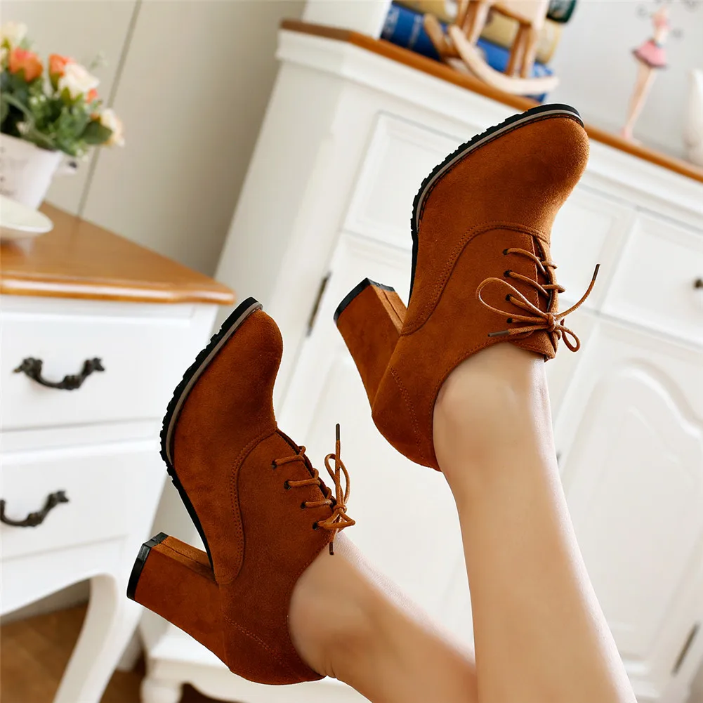 Sarairis Large Size 31-48 Autumn Fashion Ladies High Heels Shoelaces Shoes Woman Casual Office Lady Pumps Women Booties