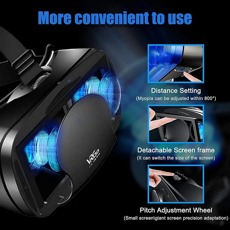 FOR VR Glasses Full-Screen Virtual Reality 3D Glasses VR Set 3D Virtual Reality Goggles, Adjustable VR Glasses with Gamepad enlarge