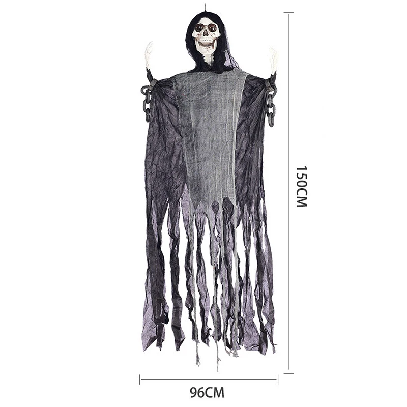 

Zombie Halloween Creepy Ghost Electric Light up Eyes Horror Skull Halloween Hanging Decoration Spooky Reaper Club Scary Props