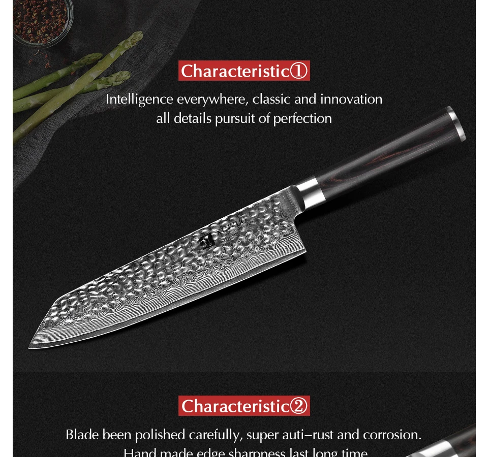 XINZUO 8," дюймовый нож Kiritsuke Gyuto 67 слоев дамасской стали японский VG10 кухонный нож поварские ножи с ручкой Pakkawood