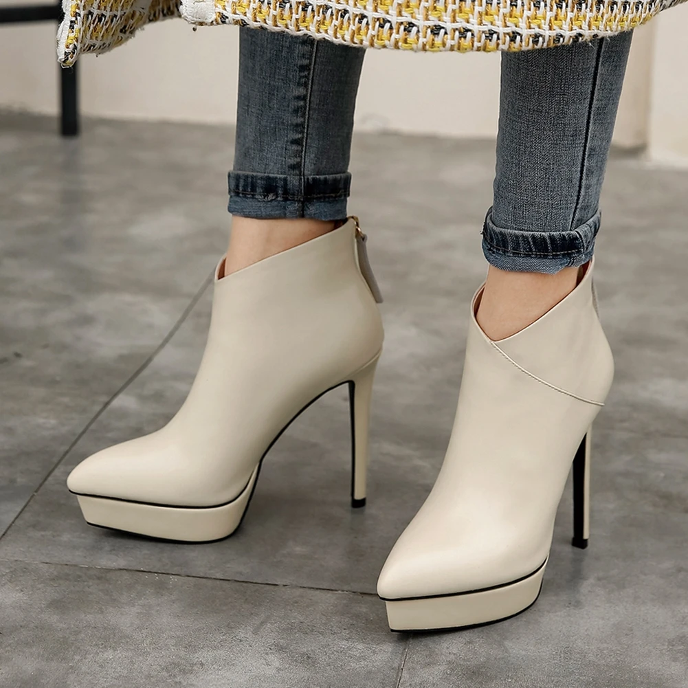 

JOUIR TALONS High Quality Brand Design Female Shoes Solid Pointed Toe Party Leisure Fashion Ankle Thin High Heels Solid Black