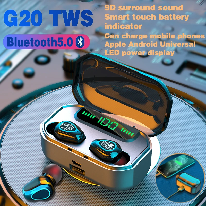 

3500mAh Bluetooth Wireless Headphones with Mic Sports Waterproof TWS Bluetooth Earphones Touch Control Wireless charging