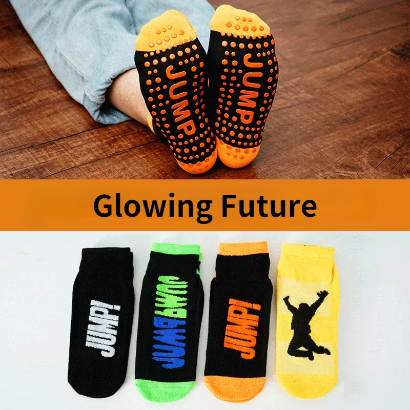 

High Elastic Trampoline Sports Socks Baby Girls Mom Silica Gel Non Slip Fashion Socken PVC Point Family Look Man Woman Socks