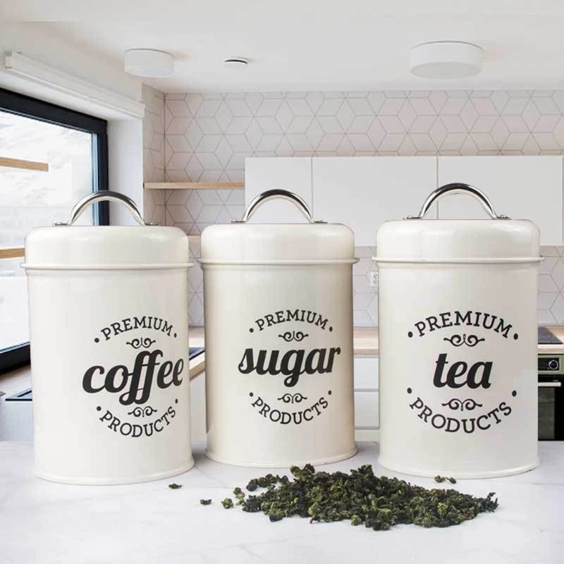 Винтажный кованый железный контейнер для хранения чая пищевых продуктов