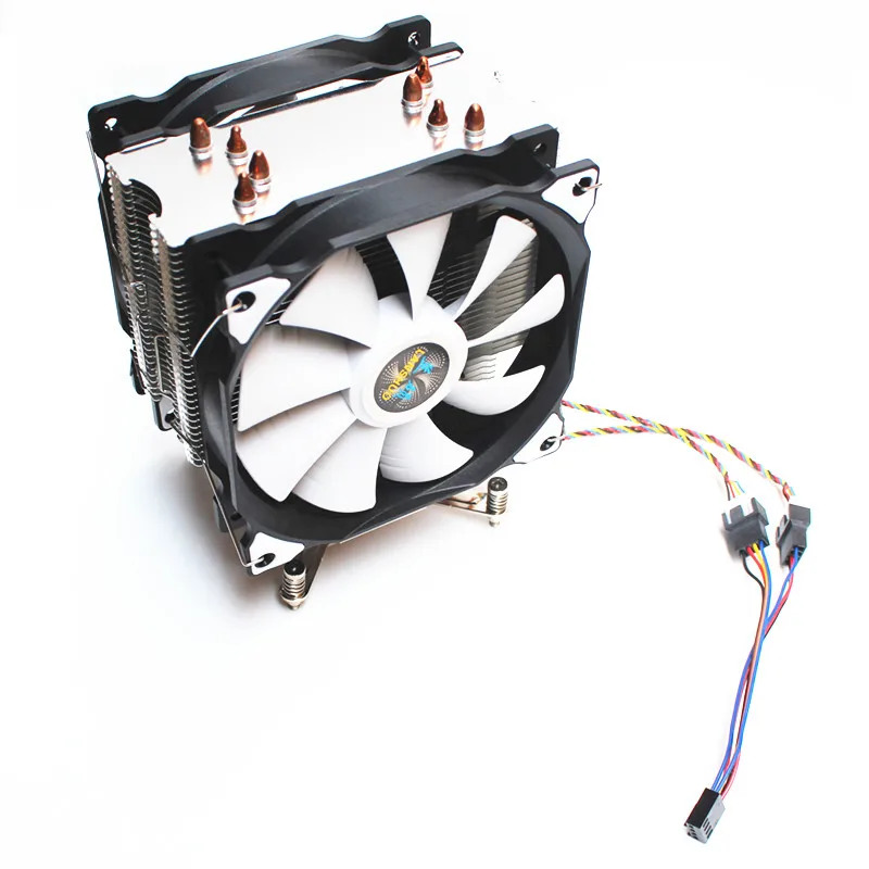 LANSHUO cpu тихий двойной вентилятор 4 тепловые трубки 4 провода интеллектуальный контроль температуры кулер для процессора вентилятор для Intel 775/1150/1155/1156/1366/