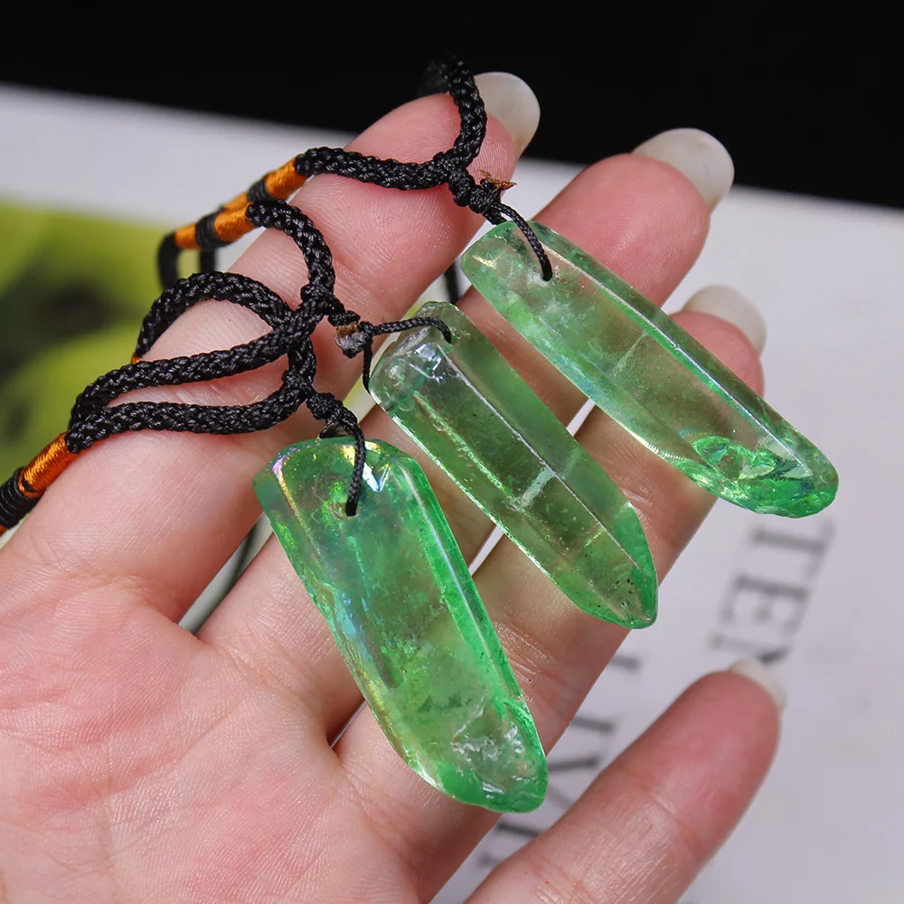 Природное Гальваническое зеленое хрустальное ожерелье AP 1 шт. для изготовления