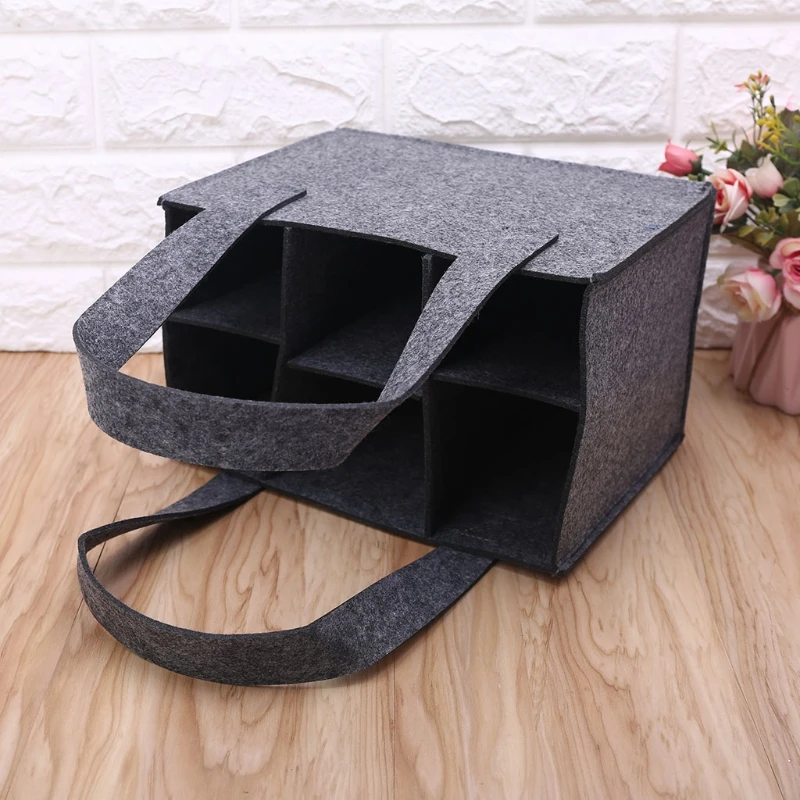

6 Bottle Wine Carrier Tote Reusable Grocery Bags for Travel Camping Picnic