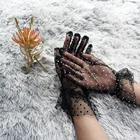 Перчатки женские короткие, кружевные, сетчатые, ультратонкие, винтажные, элегантные, оперные перчатки, вечерние, черные шелковые