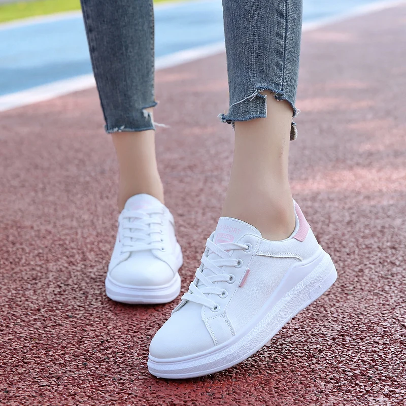 

New product 2021 women's casual shoes spring and summer women's lace-up white flat shoes breathable women's sports shoes