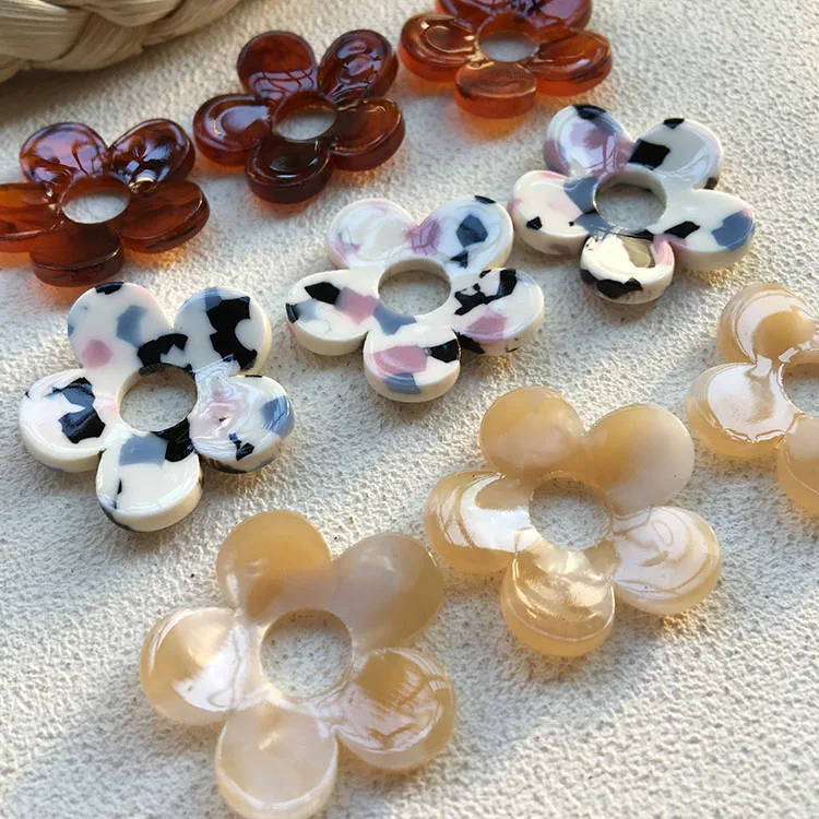 

Japanese Hollow Out Five Petals Flower Petals Sunflower Acetic Acid Accessories DIY Hand Made Earrings