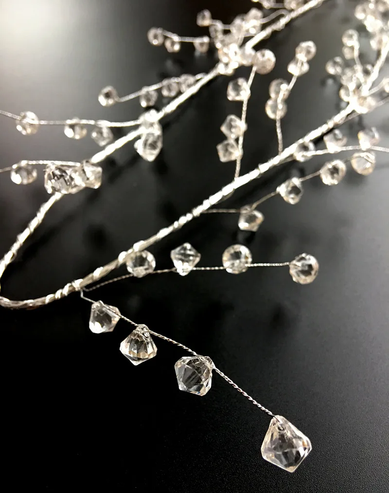 40" Clear Diamond Beaded Garlands Wire String Acrylic Crystal Garland Wedding Party Decoration Wreath DIY Wedding Centerpiece De