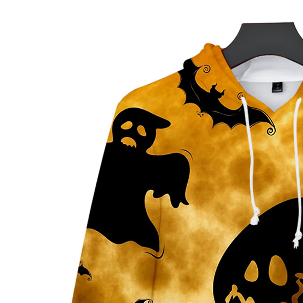 

Vogue Ladies' Winter Autumn Drawstring Halloween Hooded Thin Sweatshirt Women Loose Long Sleeve Plus Size Cool Pullovers