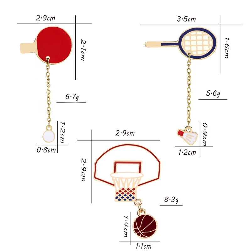 Спортивная металлическая эмалированная булавка для настольного тенниса