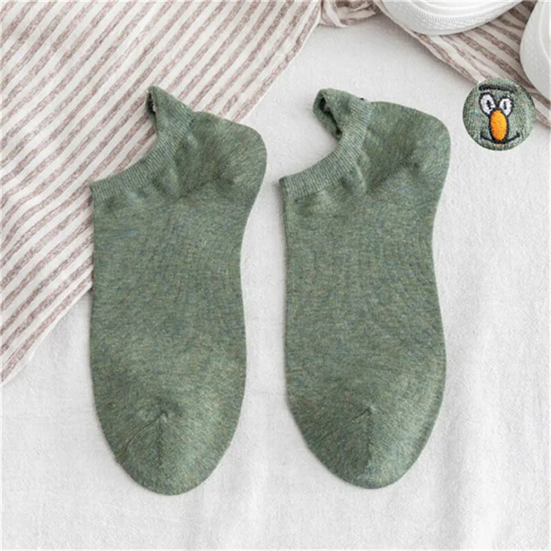 Женские короткие носки 8 пар однотонные хлопковые до щиколотки со смайликом