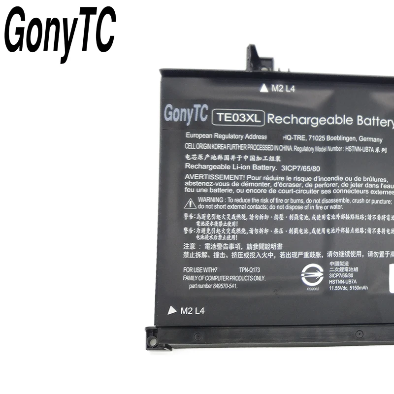 GONYTC TE03XL новый подлинный ноутбук Батарея для HP TPN-Q173 HSTNN-UB7A 15-bc011TX 15-bc012TX 15-bc013TX 11 55 v