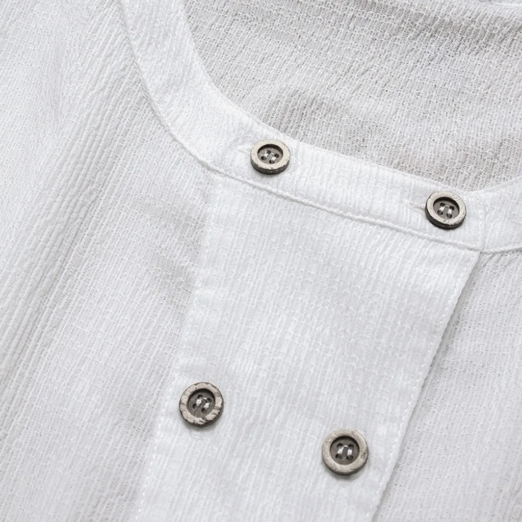 

Women Vintage tShirt Short Sleeve Solid Buttons Down Blusas Lady VogueCotton Linen Tunic Shirt Loose T-Shirt Plus Size Tops