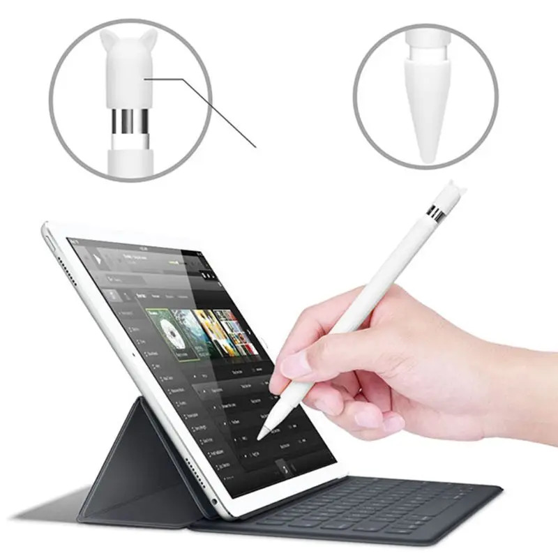 

2021 Cute Cat Ear Anti-scroll Silicone Protective Pouch Cap Holder Nib Cover Protective case Skin For Apple Pencil for ipad 1st