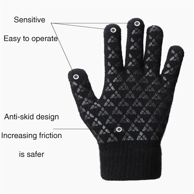 Winter cycling gloves for Men Women Knitted warmth thickening Non-slip Touch screen Motorcycle windproof | Спорт и развлечения
