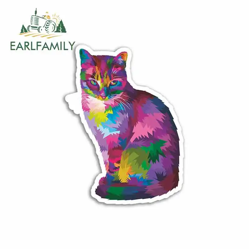 EARLFAMILY 13 см x неоновый абстрактный Кот мультфильм Oem смешная фотография виниловая