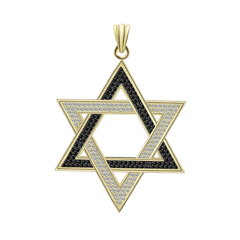 

Hip Hop AAA Cubic Zirconia Paved Bling Iced Out Star of David Hexagram Pendants Necklace Male Rapper Jewelry Drop Shipping