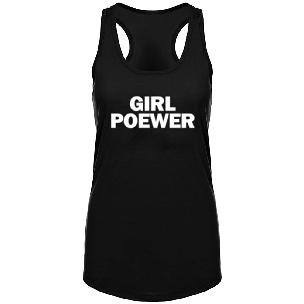 

Lyprerazy Women's Girl Power Muscle Fitness Workout Racerback Tank Tops Summer Funny Letter Print Tank Top