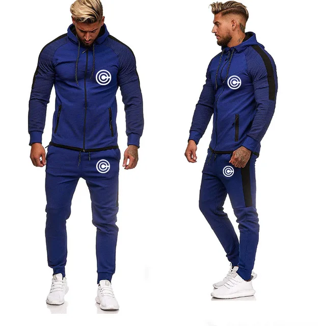Hoodies Men Sport Sets for Anime Dragon Ball Z Streetwear CAPSULE CORP。 Print Brand Clothes Hoodies+Pants Men's Suit 2Pcs T |