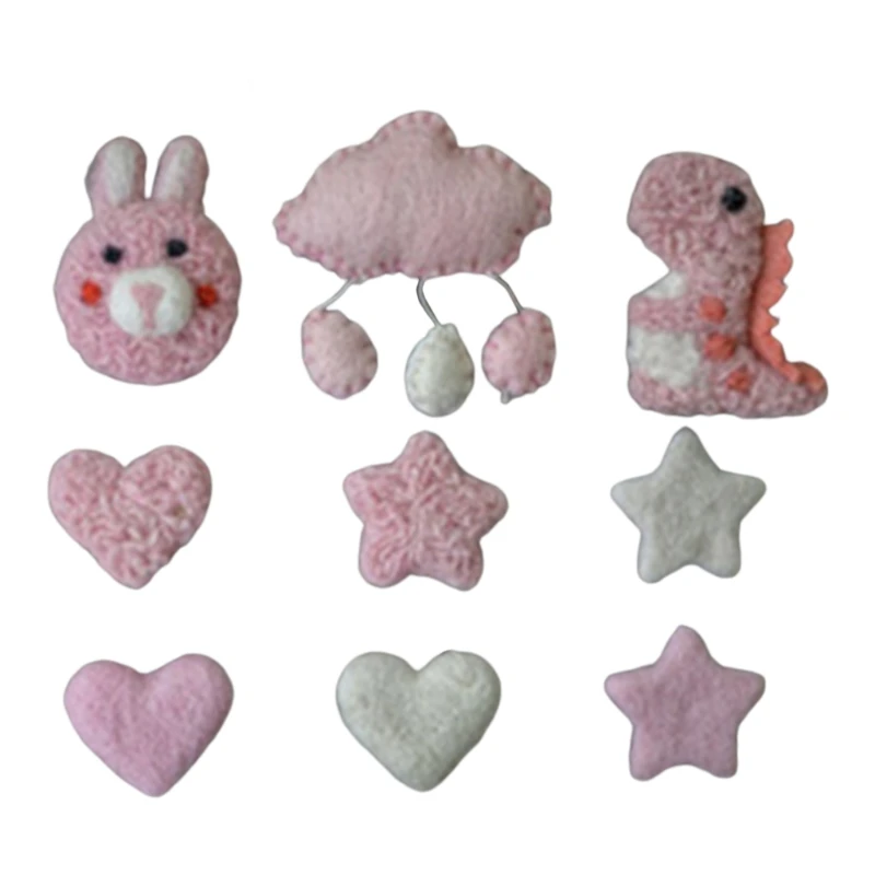 

9 Pcs DIY Baby Wool Felt Dinosaur Stars Love Heart Clouds Balloon Decorations Newborn Photography Props Ornaments
