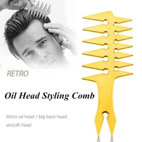 1pc mens oil head comb back wide tooth comb golden plating hair styling styling comb fluffy comb high texture comb g0918