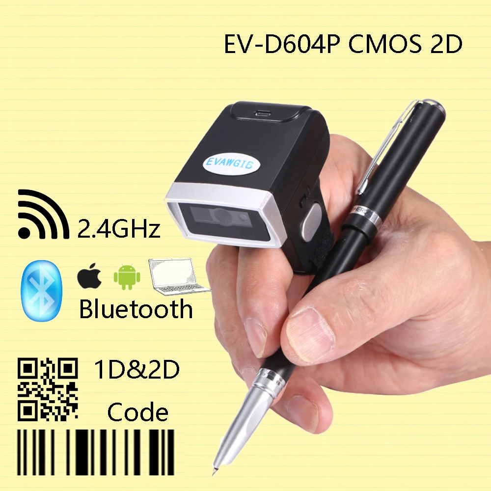 Bluetooth Беспроводной 2D кольцо сканер штрихкода Windows IOS Android Портативный сканеры