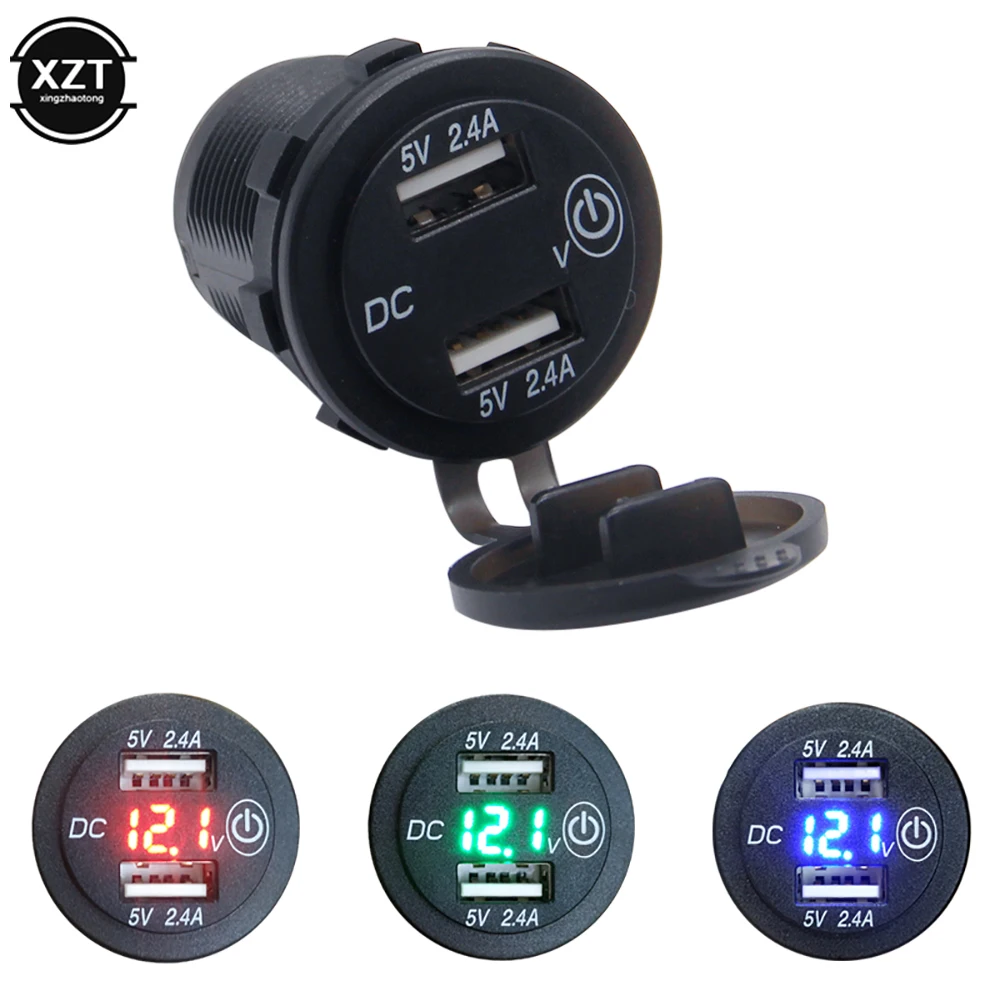 

Автомобильный вольтметр с двумя USB-портами, 12 В, 24 В